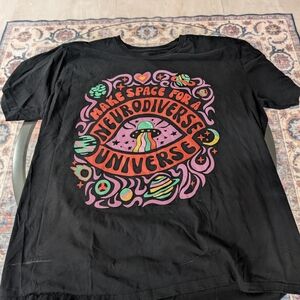 Black Graphic T-Shirt with Colorful Design
